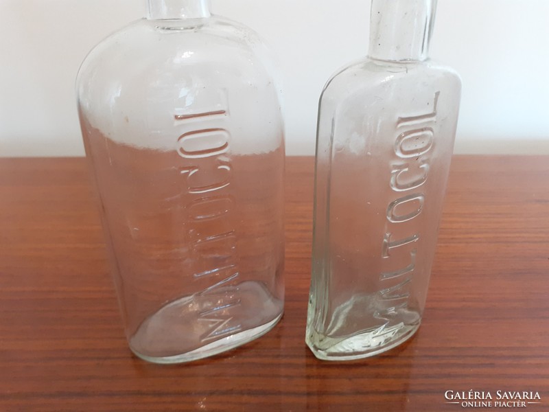 Régi vintage patikaüveg Maltocol gyógyszertári üveg patikai palack 2 db