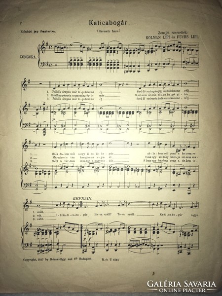 Ladybug Blues /1927/ Rózsavölgy music publisher!! He composed his music; kolmann lipi and fuchs lipi