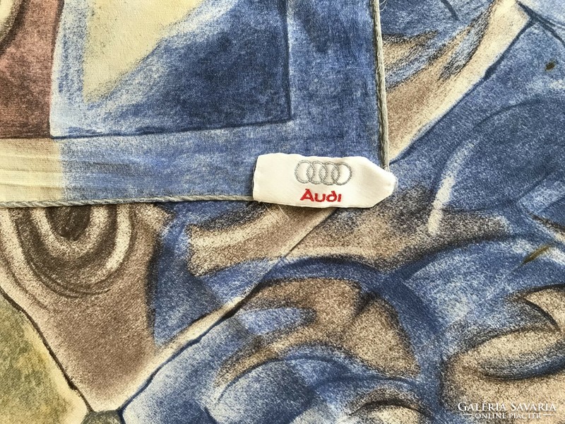 Silk scarf with delicate pastel colors, discreet pattern, designed for Audi, 78 x 74 cm