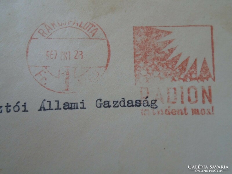 D193746 Régi ajánlott levélboríték  1967 RADION - Budapest - Pásztó  - gépi bélyegzés  Red meter EMA