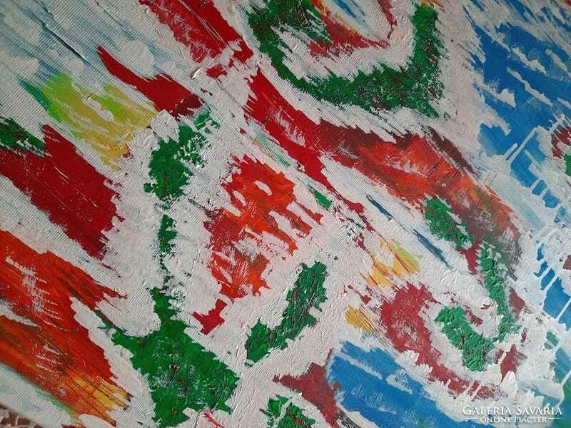 Zsm abstract painting, 50 cm/70 cm canvas, oil, painter's knife - seen from the sky