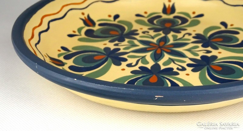 1E280 Kézzel festett kerámia asztalközép kínáló tál gyümölcsös tál 23 cm
