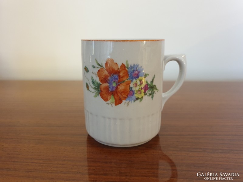 Old vintage zsolnay porcelain poppy cornflower mug folk tea wildflower cup