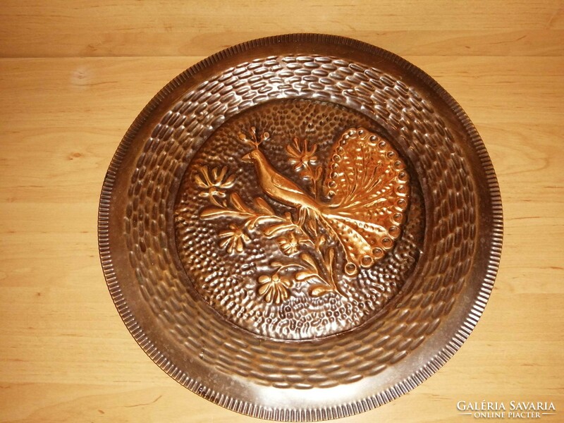 Copper wall plate with peacock pattern 35 cm (n)