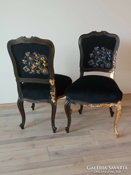 Individual, hand-embroidered, colorful matyó pattern chairs for sale