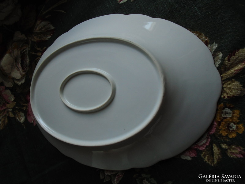 Ibolyás, hatalmas, antik, ovális tálaló tányér.