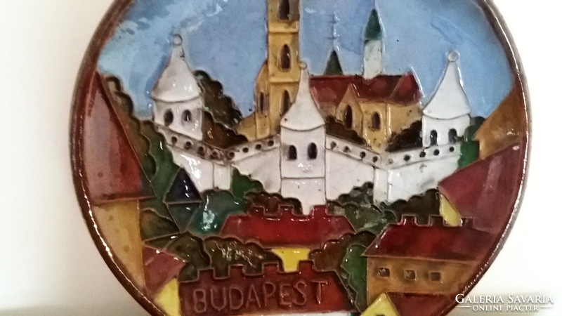 Régi retro kerámia tányér Budapest emlék szuvenír fali tányér falidísz fali dísz