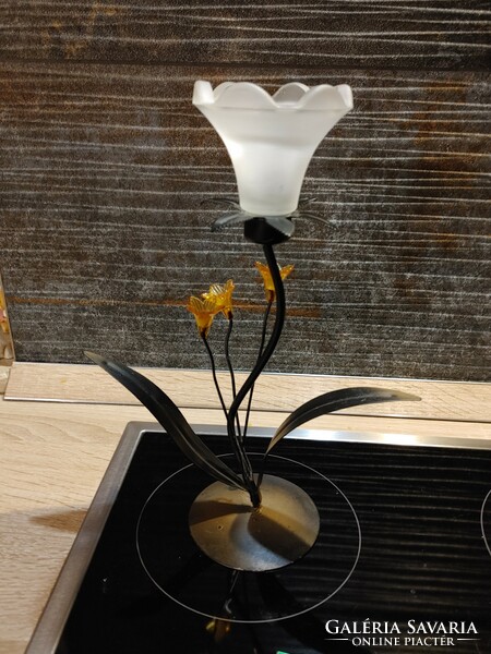 Metal glass candle holder