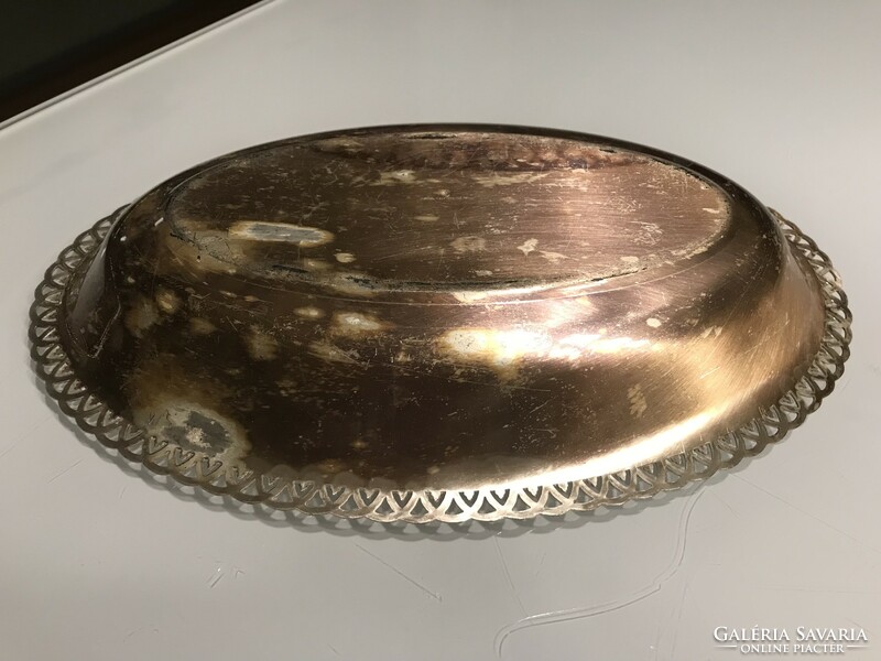 Silver-plated wmf bowl with openwork rim, 23 x 14 x 3 cm