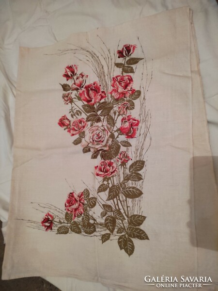 8 Pieces of vintage needlework, 1983 textile calendar, linen tablecloth, embroidery