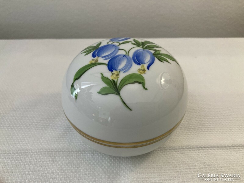 Herendi porcelán bonbonier kék virágos
