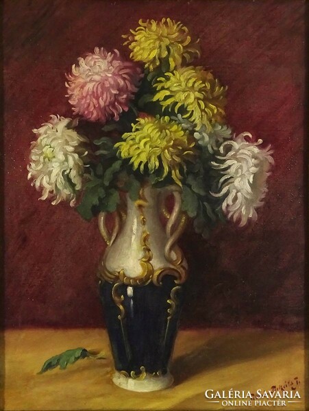 1L870 Jenő Takats Tibai (1876-1943) : still life with aster flowers