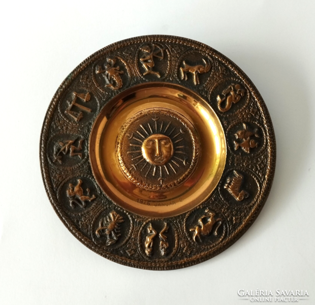 Retro Horoscope craftsman wall hanging bronze bowl
