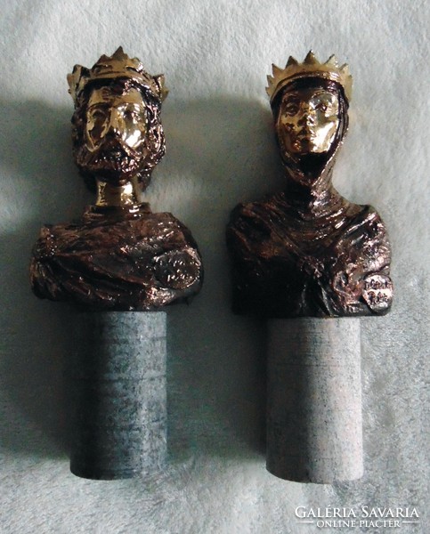 Debrecen -Pelcz: King Stephen and Queen Gizella - marked art sculptures in pairs
