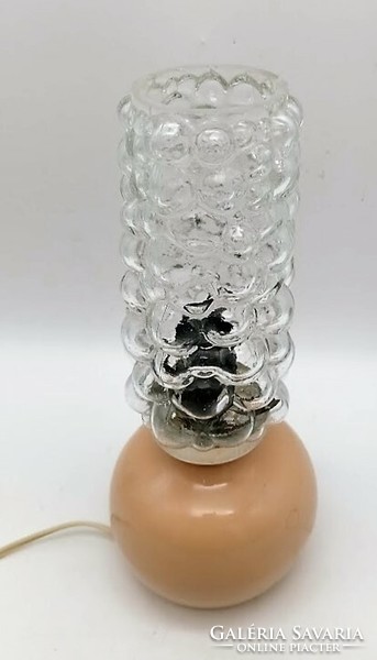 Retro table lamp, ceramic lamp with glass shade, 30 cm
