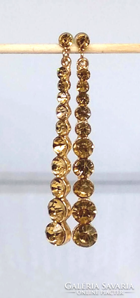 Champagne colored crystal long earrings 27