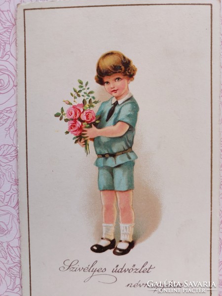 Old postcard 1933 postcard little boy
