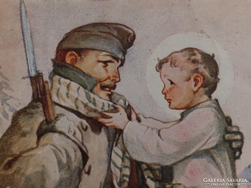 Régi képeslap 1941 cserkész levelezőlap Márton Lajos rajza II.vh katona
