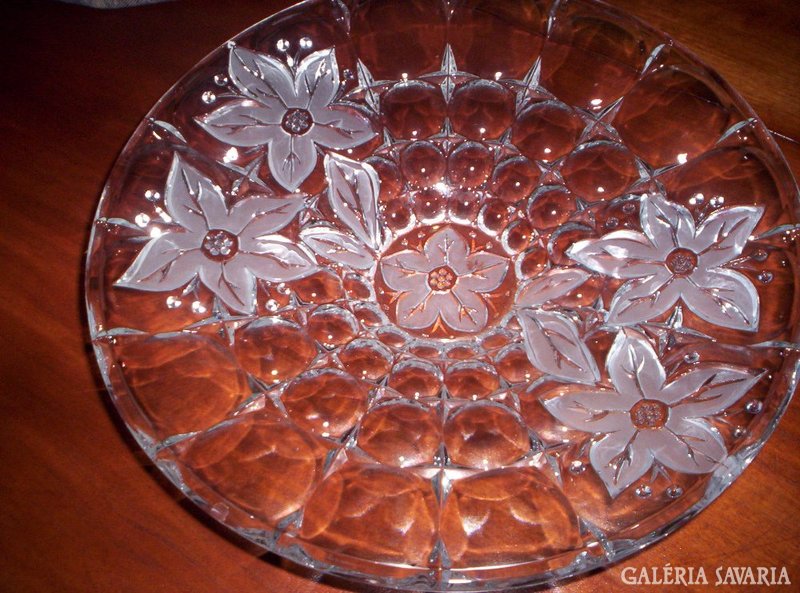 Hatalmas, gyönyörű üveg asztalközép 36 cm átm   XX