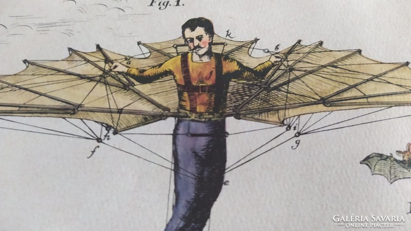 (K) Malév calendar w f Quimby flying apparatus 1872 (flight)