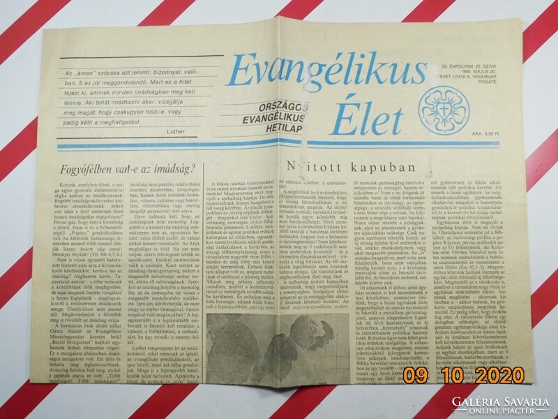 Régi retro újság Evangélikus Élet 1990. május 20. Születésnapra