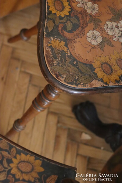 19.századi népi vadrózsás napraforgós szék