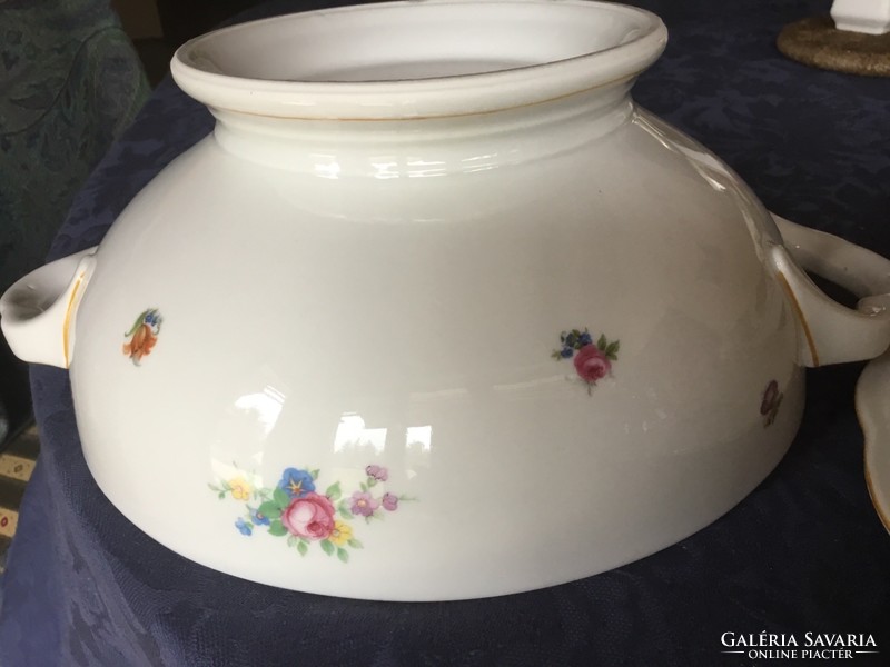 KPM óriási porcelán fedeles leveses tál, gyönyörű, antik