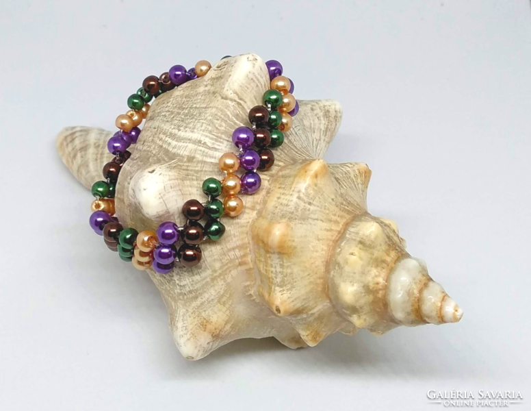 Colorful Czech glass tekla bracelet, made of 4 mm beads