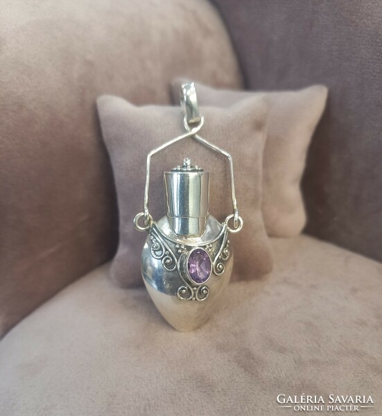Indonesian silver perfume pendant