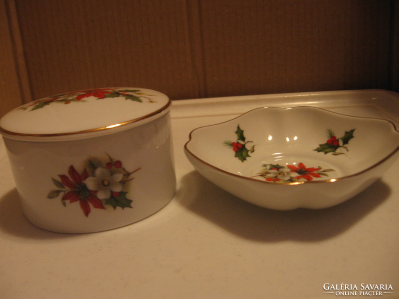 Poinsettia vohenstrauss jewelry box and Limoges ring bowl