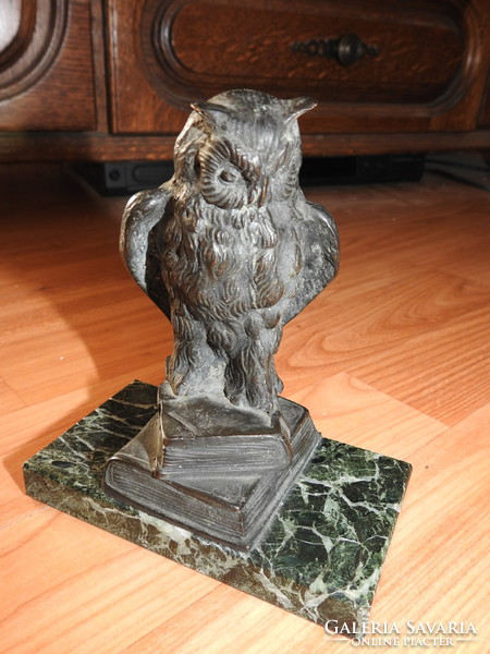 Bronze owl on a marble plinth
