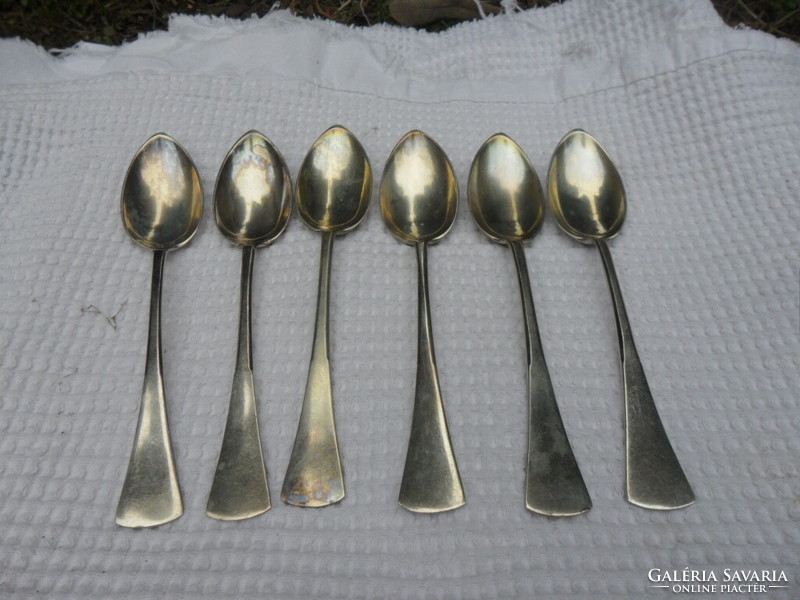 Antique 6-piece English style silver tea coffee spoon set in box
