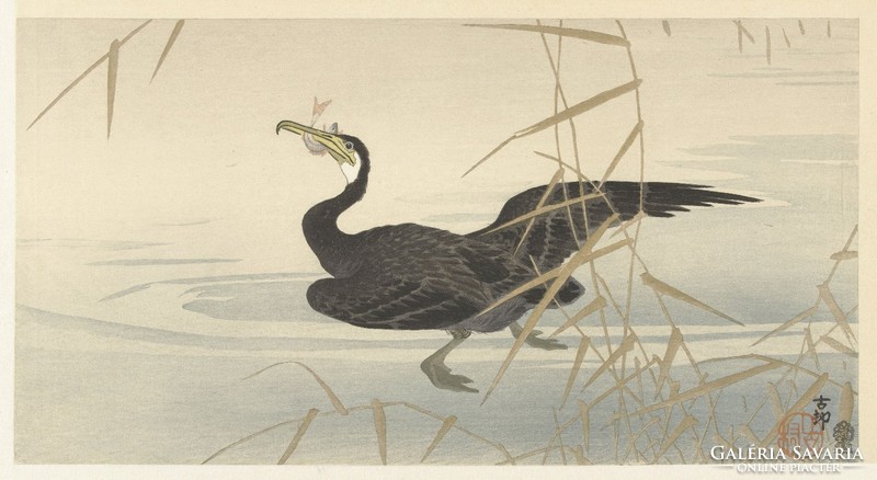 Ohara koson - cormorant hears - reprint