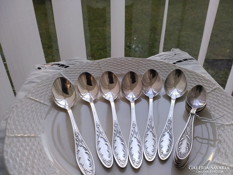 Russian silver-plated tea spoons decorated on both sides