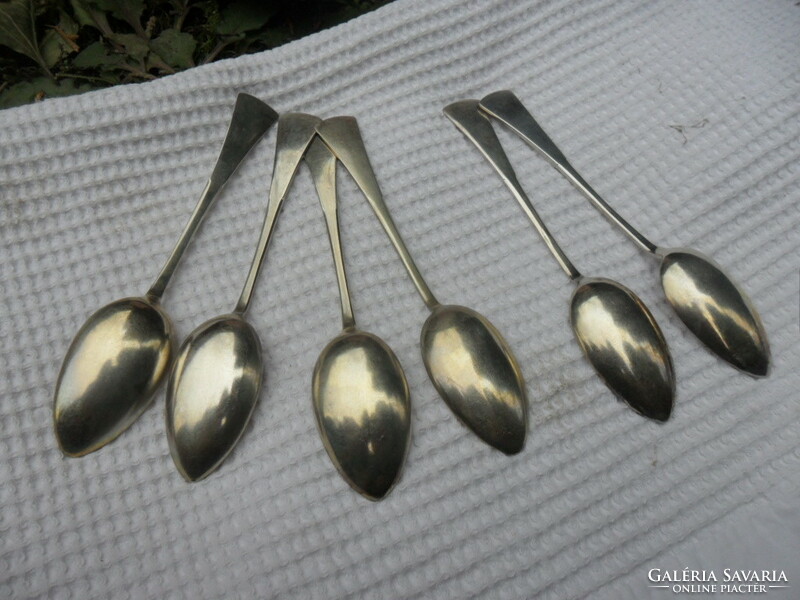 Antique 6-piece English style silver tea coffee spoon set in box