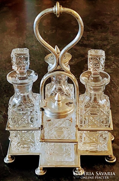English table with silver-plated spiced polished glasses