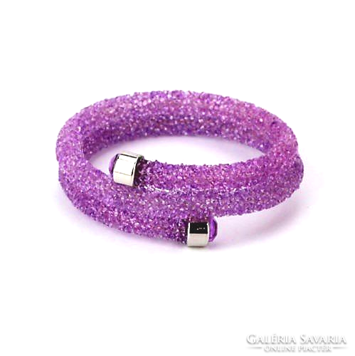 Swarovski imitation, purple crystal double row bracelet