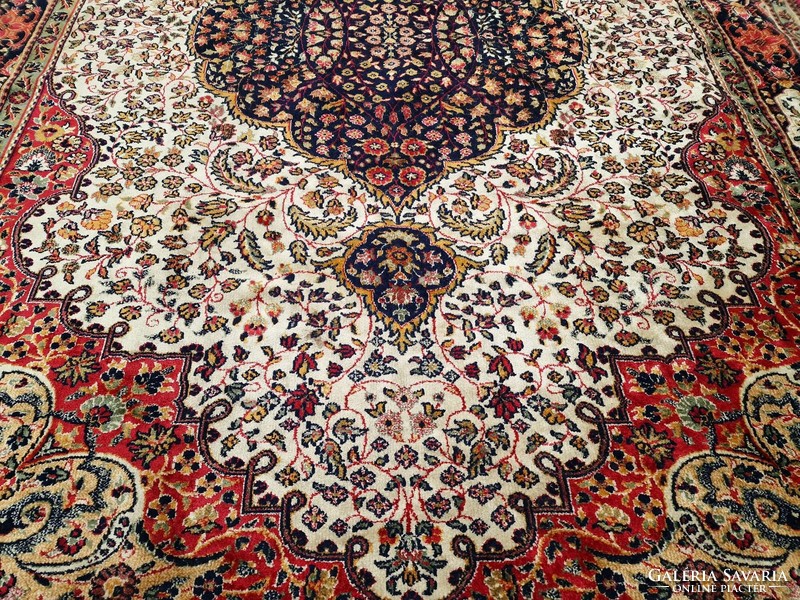 Iráni tabriz mintájú 190x270 cm pamutselyem perzsa szőnyeg FF_30