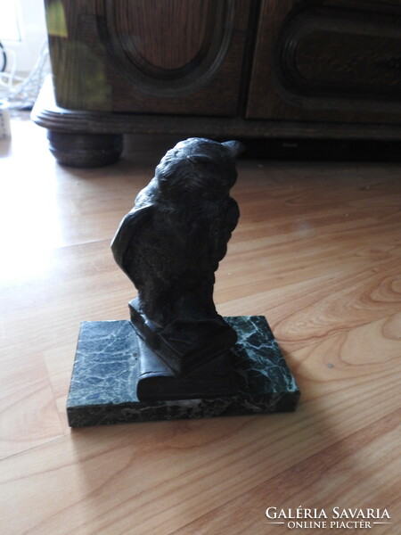 Bronze owl on a marble plinth