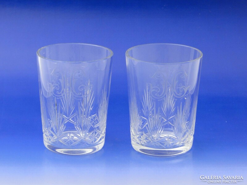 Z045 old short drink polished glass glass 2 pcs