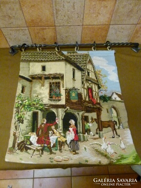 Beautiful tapestry wall picture with wrought iron holder