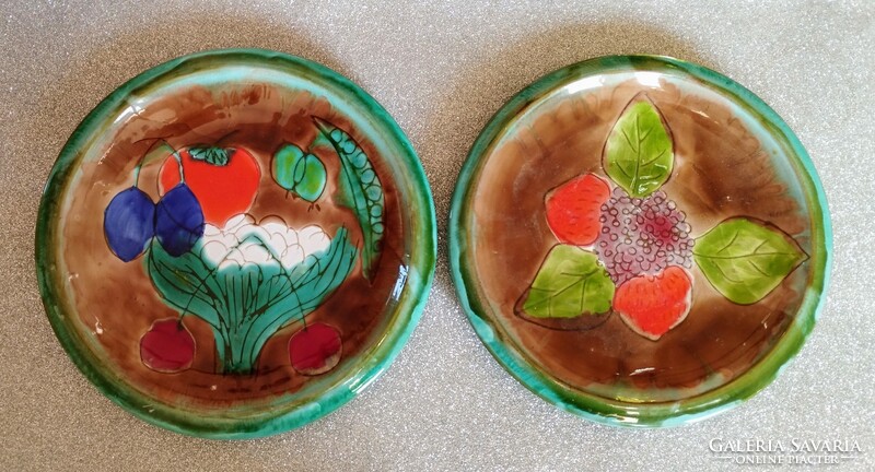 Éva Kondor two fruit-patterned ceramic wall plates