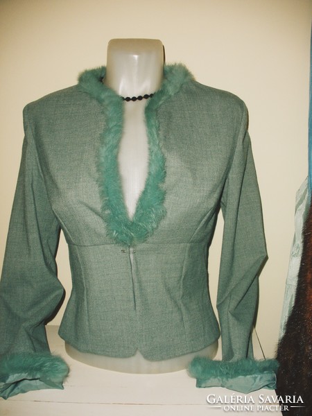 Green, real fur coat, blazer