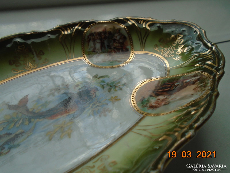 Art Nouveau fish bowl with allegorical life in 4 medallions