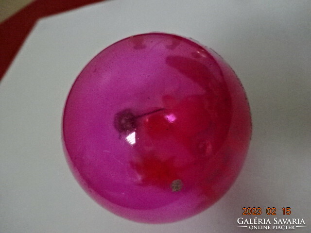 Pink Christmas glass globe with a hand-painted snowman, diameter 6 cm. Jokai.