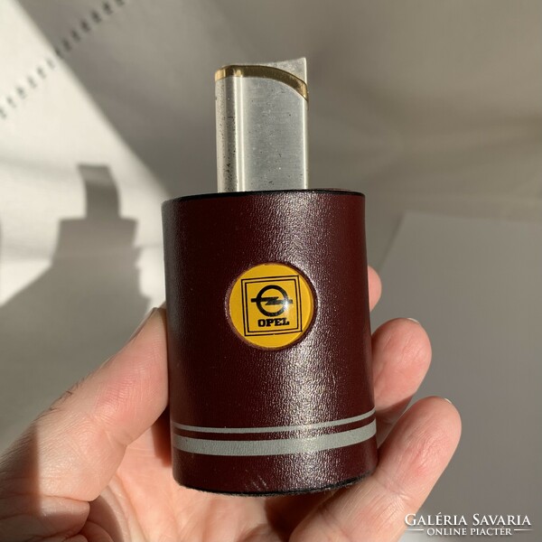 Retro Opel emblem leather lighter holder, opel souvenir, with old lighter, opel oldtimer gift