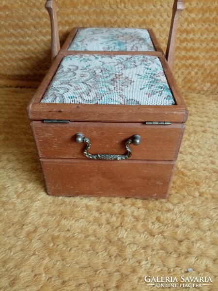 Sewing box with vintage tapestry insert