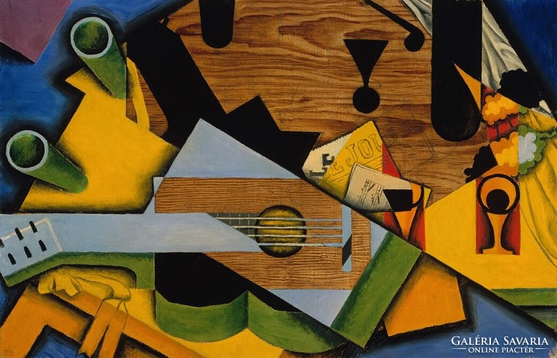 Juan Gris - Absztrakt csendélet gitárral - reprint