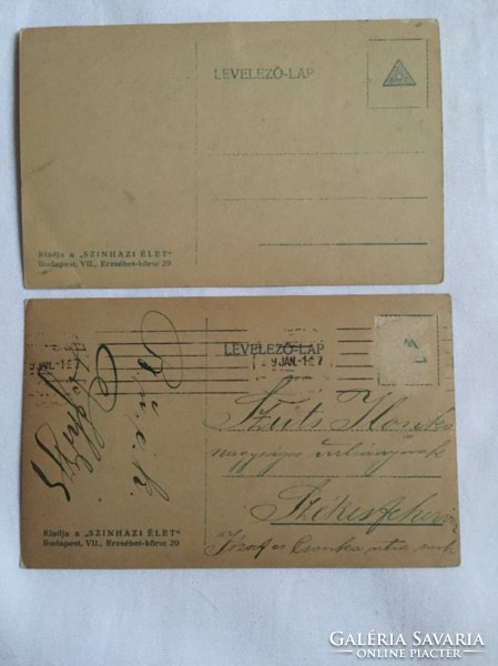 Juczi Lábass, Jenő Paladin, Márton Rátkay 1910. 2 pcs. Postcard, photo