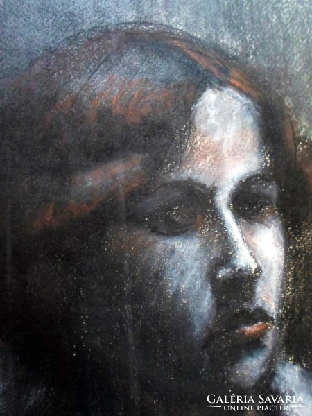 Ismeretlen művész: Régi pasztell portré festmény